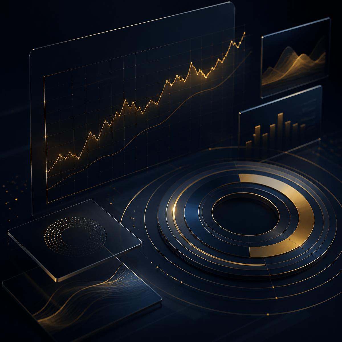 Abstract visualisation of portfolio allocation and long-term investment growth